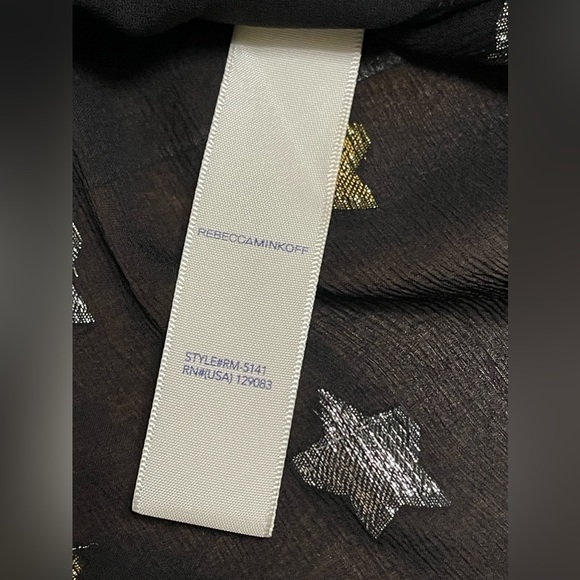 Rebecca Minkoff Derora Star Patterned Silk Metallic Relaxed Blouse Size Small - Picture 8 of 9